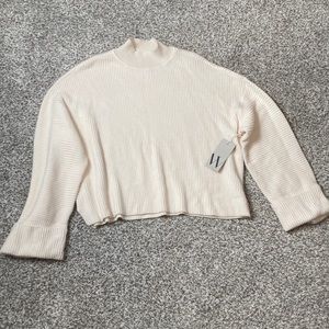 NWT Size Small Loose Fit Soft Drop Shoulder Cuff Sleeve Mock Neck Ribbed Sweater